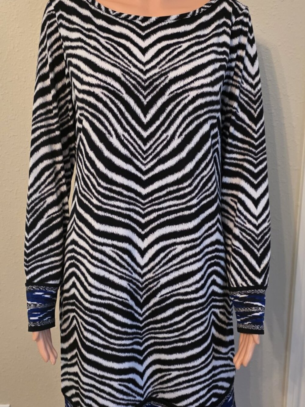 Michael Kors Zebra Print Boatneck Shift Dress - Size Large